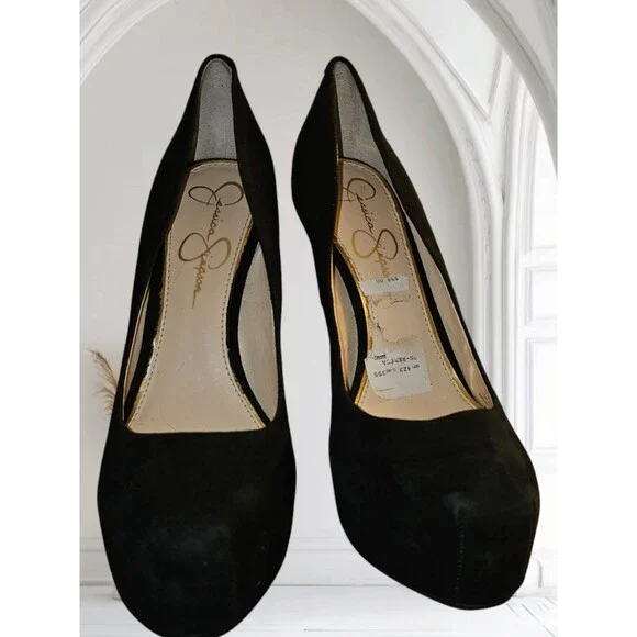 Jessica Simpson Rebeca 5.5" High Heels Sz 8 Women's Platform Pump Black Suede - Picture 3 of 16